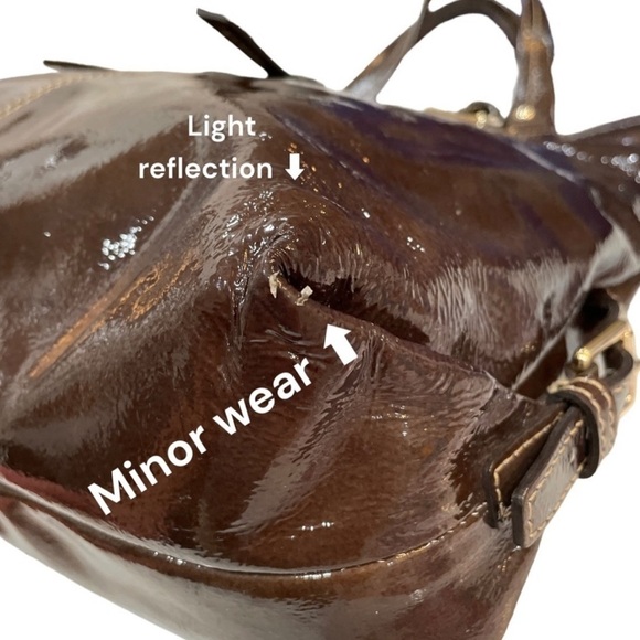 Dooney & Bourke Rare Soft Patent Leather Satchel Tote Chocolate Brown Big Purse - Picture 14 of 14